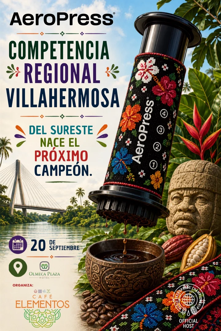 Cartel oficial de la Competencia Regional AeroPress Villahermosa 2026